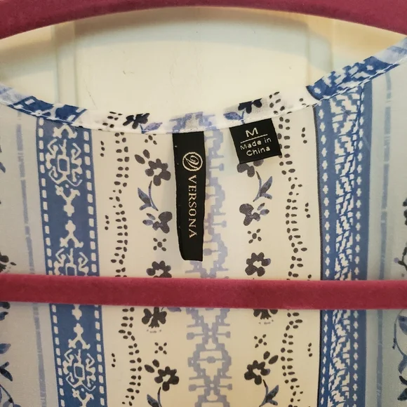 Versona Blue Floral Sheer Open Front Duster Coverup - Picture 3 of 7